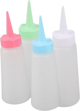 4 Stuks Delige Transparante Haarverf Knijpfles met Schaalverdeling Hervulbare Plastic Applicator Flessen in Blauw Wit Roze Groen voor Nauwkeurige Kleurmix Shampoo Dispenser Thuis — thumbnail 1
