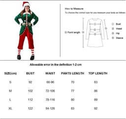 Elf Kostuum dames Kerstman kostuum Fluwelen elfenoutfit voor volwassenen voor Xmas Cosplay Pak Groen Rood Party Kostuum,Groen,XL — thumbnail 3