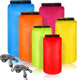 6 stuks waterdichte droge tas set 6 maten lichtgewicht zak en lange verstelbare schouderriem 20/15/10/8/5/3l outdoor houden gear spullen zak voor kajakken camping backpacken boot wandelen — thumbnail 1