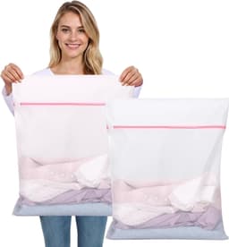 Waszakken - 90*90cm Waszak Groot - 1 set van 2 stuks - Waszak Wasmachine - Laundry bag - Waszakken - Wit — thumbnail 1