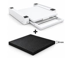 ProductXpert Stacko™ - Stapelkit & Anti Trillingsmat voor Wasmachine en Droger - Tussenstuk - Uitschuifbare Plank met Handdoekhouder - Wit- AntiSlip - Geluidsdempende Antislip Mat - 620 x 620 x 20 mm