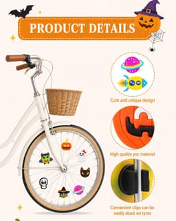 12 Pieces Reflective Halloween Clips for Kids Bike, Spoke Decoration with Pumpkin Ghost and Bat, Safe and Funny - ShopVlot — thumbnail 5