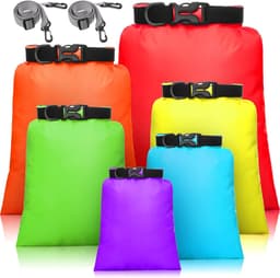 Set van 6 waterdichte tassen, licht, met 15 l, 8 l, 5 l, 4 l, 3 l, 2 l en 2 verstelbare lange schouderbanden voor kajakken, boottochten, Gemengde kleur, outdoor, multifunctioneel — thumbnail 1