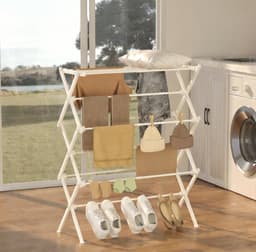 Wasrek voor Kleding - Opvouwbaar Droogrek - Verstelbaar 15,9-29,9 Inch - 11 Stangen - Roestwerend - Vrijstaand - Voor Appartement, Balkon en Wasruimte — thumbnail 2
