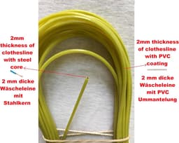 Waslijn 2 mm extra sterk met stalen kern en pvc-ommanteling, perfect voor huis, tuin, camping (geel, 2000 cm) — thumbnail 4