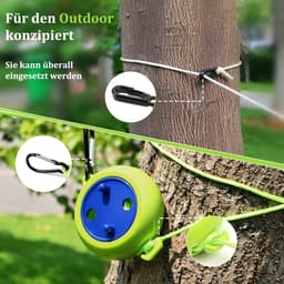 Waslijn uittrekbaar, draagbare campingwaslijn 10m, reis, vakantie, outdoor, waslijn voor badkamer, waskeuken, tuin of reizen (Groen) — thumbnail 5