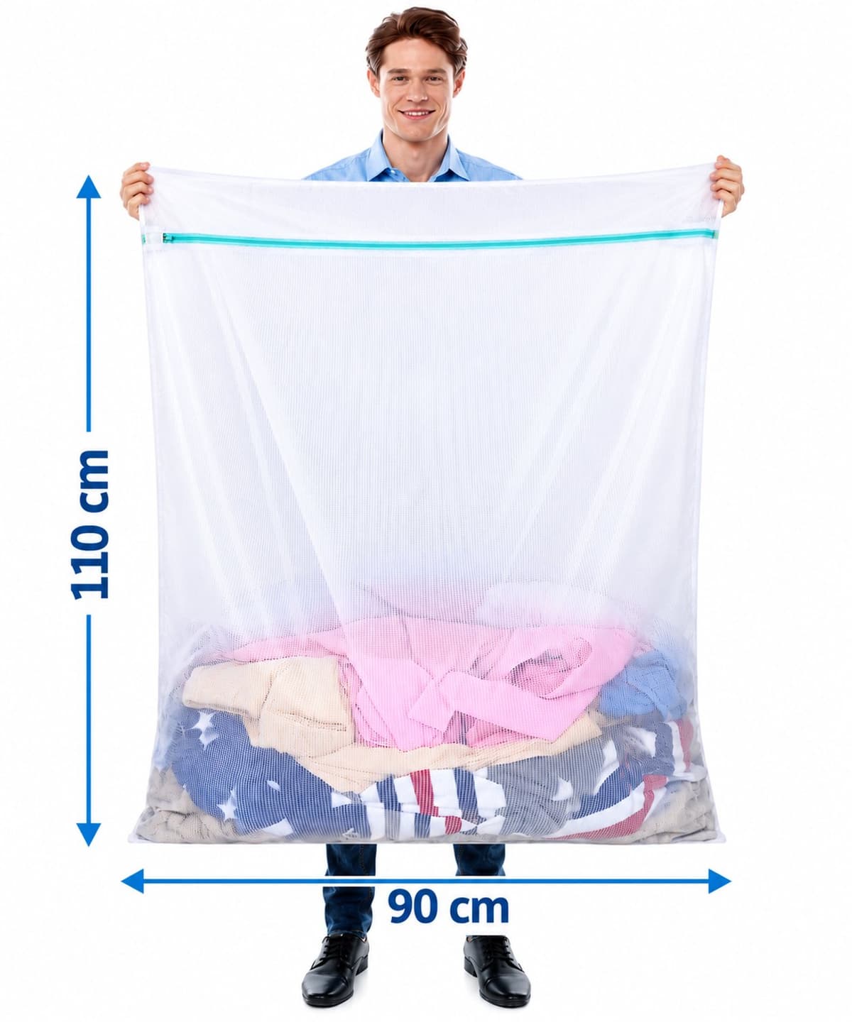 Livenzo XXL Waszak 90x110 cm – Extra Grote Wasnet – Wasmachine Waszak met Rits – Voor Dekbedden, Gordijnen & Grote Was – Wit — afbeelding 1
