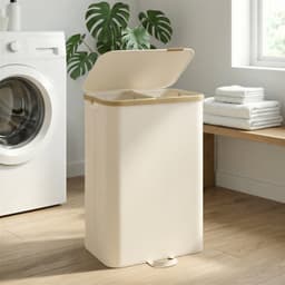 Klarven® Wasmand Creme - Wasmand met Deksel - Wasmanden - Laundry Basket - Uitneembare Waszak, 150 Liter Inhoud — thumbnail 3