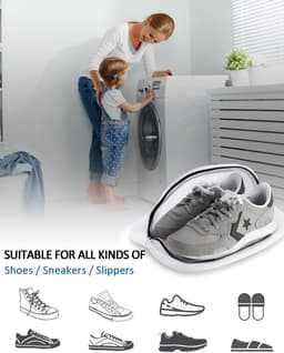 Schoenen Waszak voor Wasmachine – Set van 2 – Wasnet met Rits voor Sneakers en Sokken – 15 x 21 x 23 cm — thumbnail 4
