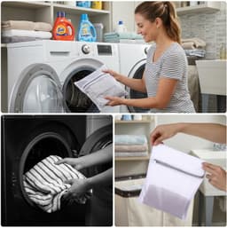 Set van 4 wasnetten van mesh, 30 x 25 cm, ideaal voor delicate kleding, wasmachine en bescherming — thumbnail 4