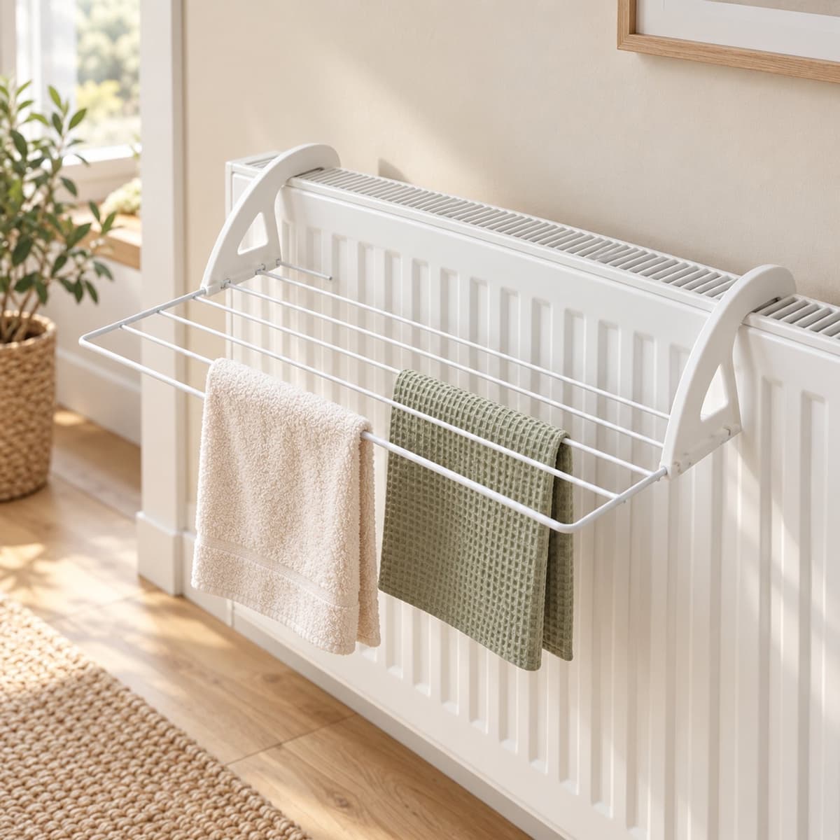 MONT KIARA Balkon- & Radiatordroogrek – 60 × 38 × 12 cm – Hangend Droogrek voor Was – Compact & Ruimtebesparend Droogrek voor Balkon, Radiator en Binnengebruik — afbeelding 1