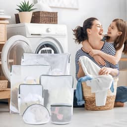 Set van 6 Wasnetten voor Wasmachine, 5 Formaten Herbruikbare Waszakken met Rits en Handvatten, Ideaal voor Kleding, Ondergoed en Babykleding — thumbnail 5