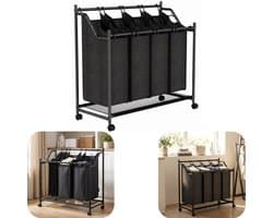 Wasmand - mand voor vuile kleren - wasmand op wielen - speelgoedopbergmand - mand voor kledingindeling - extra groot, diep - gemakkelijk te sorteren - slijtvast - opbergaccessoires - geschikt voor wasruimte, badkamer, balkon (zwart, 86*82cm)