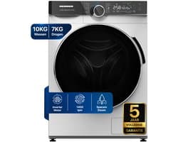 Heinner HWDM-M1014IVKB Was-droogcombinatie - 10 kg Wassen / 7 kg Drogen - 1500 tpm - Energieklasse B - Inverter Motor - 1-Uurs Wassen & Drogen - Kreukbescherming - 5 Jaar Garantie - Wit