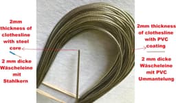 Waslijn 2 mm extra sterk met stalen kern en pvc-ommanteling, perfect voor huis, tuin, camping (goud, 1000 cm) — thumbnail 5