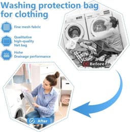 Duurzame Waszakken Set van 2, Mesh met Rits voor Kleding, Reizen en Bescherming van Kledingstukken (3 Maten), M 40 x 50 cm — thumbnail 5