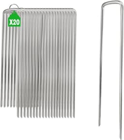 Set van 20 gegalvaniseerde grondankers 200 x 25 x 4 mm voor tuin, tenten en onkruiddoek, stevige tuinankers en haringen — thumbnail 1
