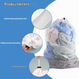 Grote Waszakken van Mesh voor Kleding, 70 x 90 cm, 2 Stuks met Trekkoord voor Veilig Wassen — thumbnail 4
