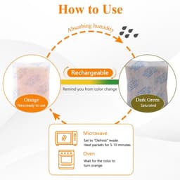 Gel Regenerable Desiccant,50 g x 8 stuks Silica Beads Orange,Silica Gel Beads,Silica Gel Dehumidifier,voor kledingkast Auto-ontvochtiger — thumbnail 3