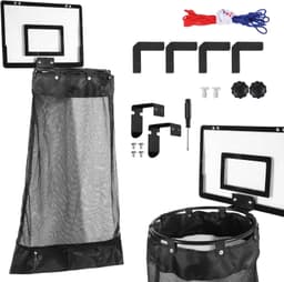 KZQ rood Hangende Wasmand Met Basketbalring En Rits Voor Aan De Deur - Verwijderbare Basketbalring, Ideaal Voor Badkamer En Kinderkamer — thumbnail 1