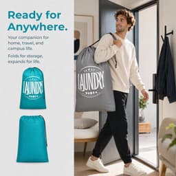Set van 2 Vouwbare Waszakken voor Reis, Herbruikbare Trekkoord Waszakken voor Thuis en Vakantie, Ideaal voor Kleding en Ondergoed, 24 x 91 cm — thumbnail 4