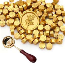 300 Stuks Octagonale Gouden Wasbolletjes met Smeltlepel voor Waskerf, Uitnodigingen, Enveloppen en Cadeausluiting, Creatieve DIY Projecten — thumbnail 1