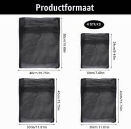 Set van 5 Rechthoekige Waszakken met Rits - Ideaal voor Kleding, Ondergoed en Delicate Stukken — thumbnail 5