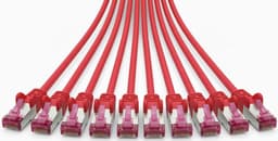 CAT6a netwerkkabel 1 m - rood - verpakking van 10 stuks | S/FTP PiMF | GHMT gecertificeerd | 10 Gbps | 500 MHz | koper | halogeenvrij | RJ45 patchkabel — thumbnail 1