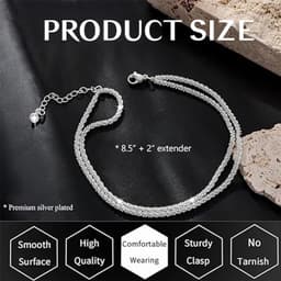 Anklet Voor Vrouwen, Kleine Gelaagde Waterdichte Enkelband Voor Vrouwen, Verstelbare, Enkelband Set Rope Link Strand Klep Voor Vrouwen — thumbnail 3