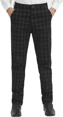 Geruite broek voor mannen skinny jurk broek slim fit zakelijke casual jurk chino's — thumbnail 2
