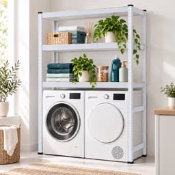 Wasmachine rek - 180 x 130 x 40 cm - wit — thumbnail 2