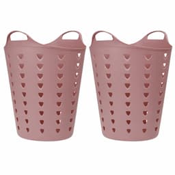 Excellent Houseware Flexibele wasmand - 2x - oudroze - 60 liter - kunststof - 47 x 50 cm — thumbnail 1