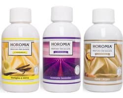 Wasparfum Horomia | set 3 x 250 ml Vaniglia e mirra, Aromatic lavender, Gold argan