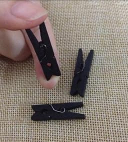 Mini Wasknijpers - 100 stuks - 3cm - Hout - Zwart — thumbnail 3