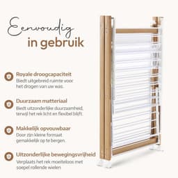 White-Label® Wasrek Inklapbaar op Wieltjes - Droogmolen - Droogtoren Staand — thumbnail 5