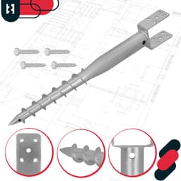Kotarbau Serie - Stalen Schroefbare Paalhouder - 91x710 mm - Verzinkt - Set van 4 — thumbnail 2