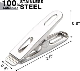 Wasknijpers - wasknijpers klein - Knijpers - handdoekclips - 50 stuks - Handdoekknijpers - sokken clips - sokkenclips - wasknijpers rvs - rvs wasknijpers - 5*1*2CM - Zilver — thumbnail 2