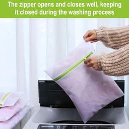 Kavel van 3 kleine linnentassen voor wasmachine 23 x 30 cm - wasnet voor wasmachine - wastas reizen - multifunctionele wasnet - wasnet groot - waszakken set - waszakjes voor delicate kleding. — thumbnail 4