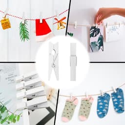 168pcs Mini Wooden Clips - Kleine Witte Mini Kledingknijpers - Huwelijk - Kleine Houten Knijpers voor Polaroid Foto's met 10M Jute Touw - DIY voor Fotowand Decoratie - Feest — thumbnail 2