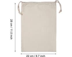 EGoods - Set van 1 katoenen waszak met koord voor huishoudelijke opslag van kleding textiel thuis reizen.
