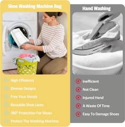 1 stuk - Schoenenzak - Waszak - Schoenwaszak - Schoenen waszak - Met 360° reinigingsfleece en ritssluiting - Herbruikbare netschoenen - Waszak - Voor wasmachine en droger - Gebroken wit - 19*39 cm — thumbnail 3