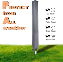 Waterdichte afdekking voor droogmolens met ritssluiting – 16 x 16 x 180 cm, beschermhoes voor roterende wasdrogers, Oxford-stof, winddicht, grijs — thumbnail 5