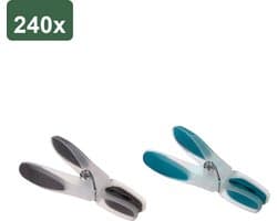 240x Wasknijpers Set - Blauw & Grijs - 8cm - Stevige Kunststof Wasclips - Roestvrije Veer - Grootverpakking voor Alle Wasgoed - 24 stevige wasknijpers voor dagelijks gebruik