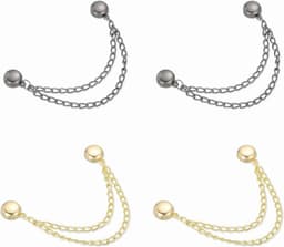 Magnetische wasknijpers met ketting - 4 stuks - rond - goud/zwart — thumbnail 1