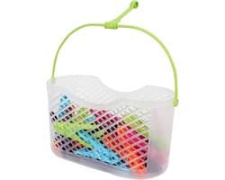 Wasknijpermandje met knijpers - Klemmenhouder mandje - Wassen en drogen - Mand met hanger - 30 stuks - Transparant met kleur