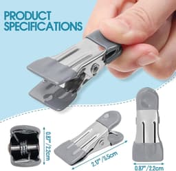 24 stuks - Roestvrijstalen wasknijpers - handdoek- en badhanddoekclips - windbestendige wasknijpers - geschikt voor sokken, strandhanddoeken en het afsluiten van voedsel - 5.5×2.3×2.3cm - grijs — thumbnail 2