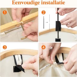 VVGoods - Grote Opvouwbare Wasmand met Deksel en Bamboe Handvatten, Uitneembare Waszak, 120 Liter - Voor Slaapkamer, Badkamer, Waskamer - Beige Kleur — thumbnail 5
