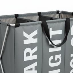 Enluxe Wasmand met 3 Compartimenten – Opvouwbare Wasbox met Aluminium Frame – Waterdicht – 130L – Grijs/Wit — thumbnail 3