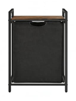 Wasmand, vuilewasmand,50 x 33 x 72 cm, zwart, met opbergrek en uitschuifbare afneembare waszak, stevig en duurzaam metalen frame, grote capaciteit van 65 liter, geschikt voor wasruimte, slaapkamer en badkamer — thumbnail 1