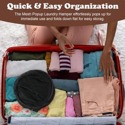 Opvouwbare wasmand - Waszak - Opvouwbare wasmand - Pop-up wasmand met verstevigde handgreep - Geschikt voor zakenreizen - Toerisme en kamperen - Groen - 58*36*36cm — thumbnail 2